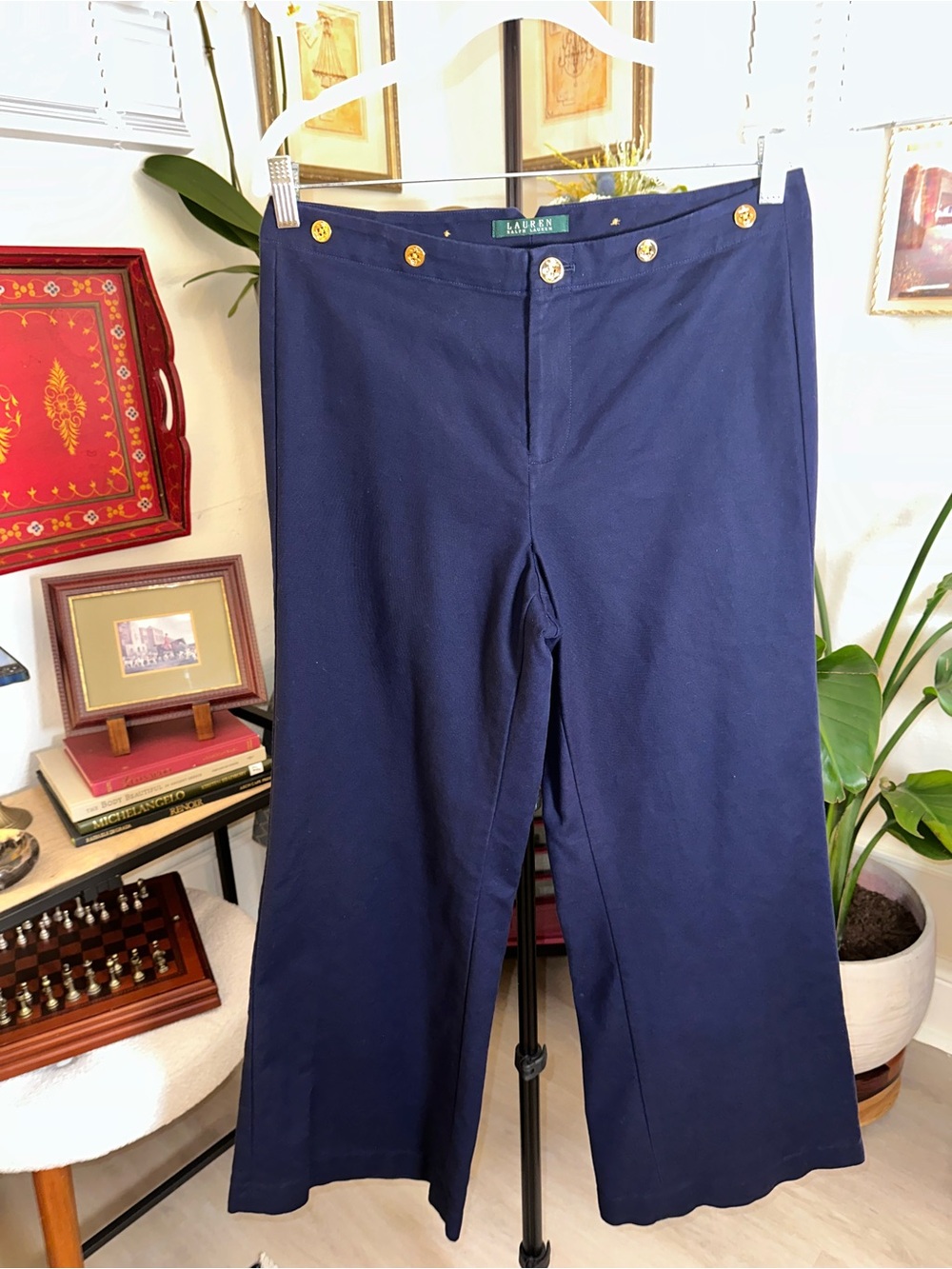 Lauren Ralph Lauren Premium Navy Sailor Waistband Trouser Pants - Size 8